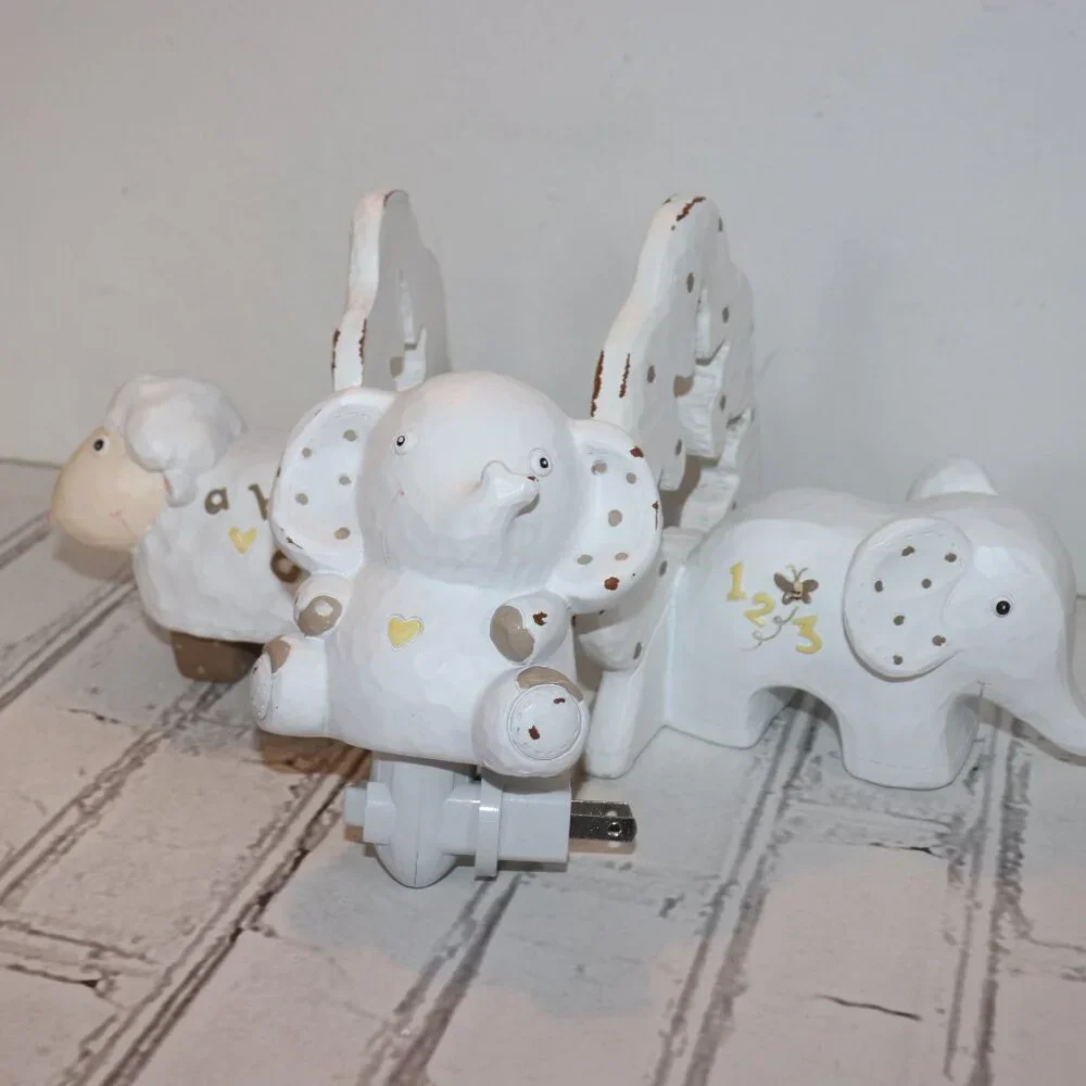 🐘🐑 Lamb & Elephant Bookend + Night Light Set · Dicksons · 5.25